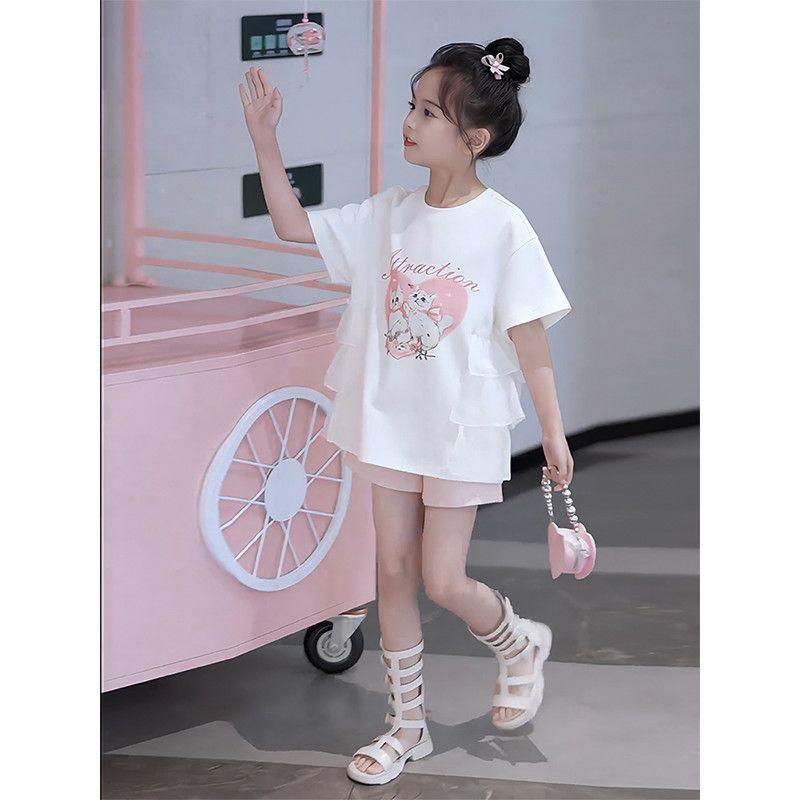 Girls Summer Short Sleeve T Shirt Dress Cute Princess Cartoon Dress for Big Kids