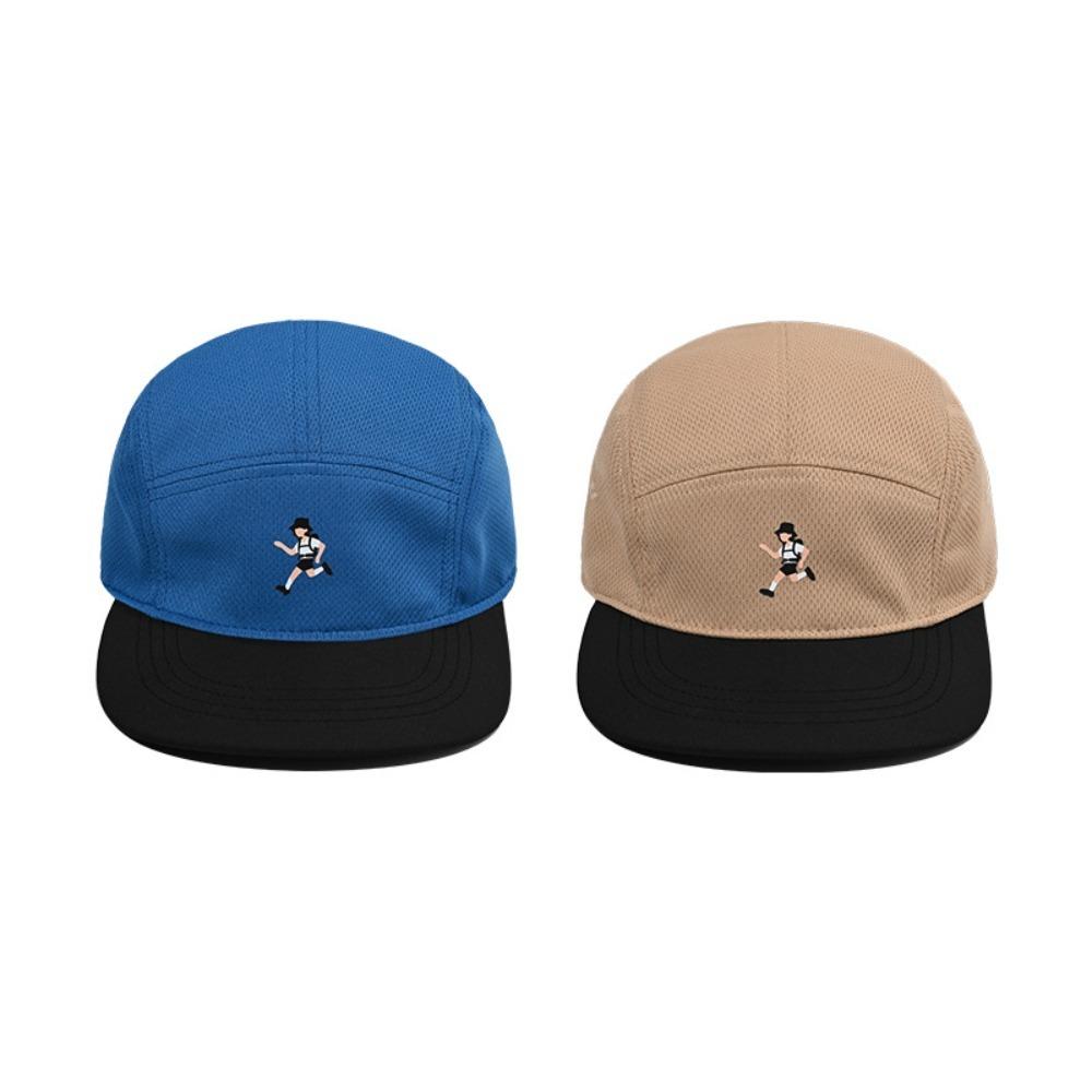 Unisex Quick-Dry Duckbill Cap - 5-Panel Soft Brim, Breathable Mesh, Runner Embroidered Adjustable Outdoor Baseball Hat