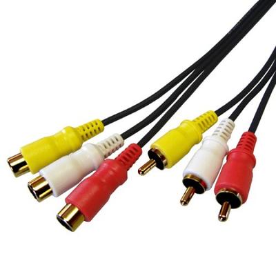 Przedłużacz AV 3 wtyki męskie na 3 gniazda żeńskie F-FACTORY VM-4008 Kabel, 10m, RCA/Pin RCA/Pin