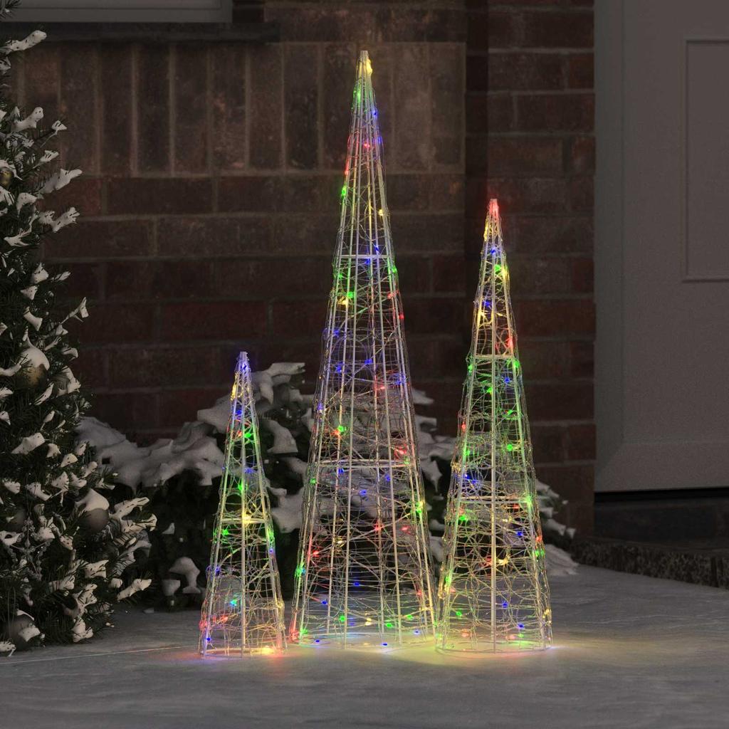 Christmas Tree 3 pcs Multicolored 20 x 20 x 80 cm Acrylic
