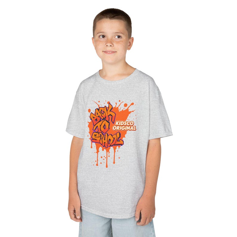 KIDSCO ORIGINAL FASHION - Orange Graffiti Drip Kids T-Shirt | Street Art Skate Logo 100