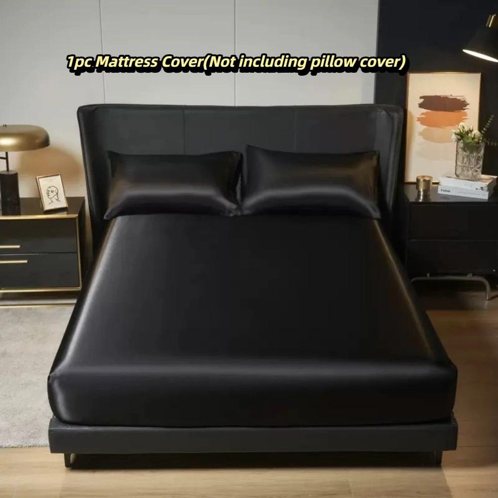 

Solid Color Matress Protector Satin Silk Mattress Pad Bed Cover Mattress Cover Bedroom