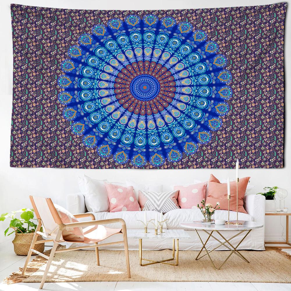 Red and Blue Mandala Tapestry Wall Hanging Hippie Tapiz Bohemian Psychedelic Witchcraft Living Room Dormitory Home Decor