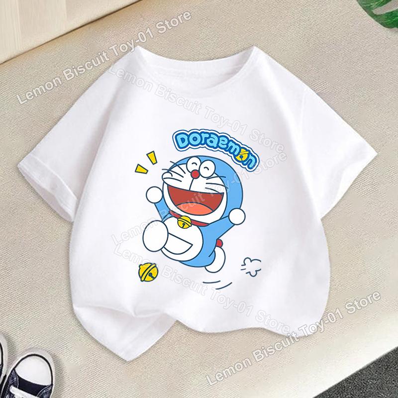 Doraemons Series Boys Girls Short Sleeve Top Summer Hot Cartoon T-shirt Cute Kids Base Clothes O-neck Funny Birthday Gift