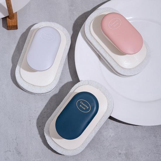 Pot Brush Ergonomic Handle Detachable Sponge Head Oil Stain Removal Stubborn Dirt Cleaning Brush Bathroom Cleaning Tool