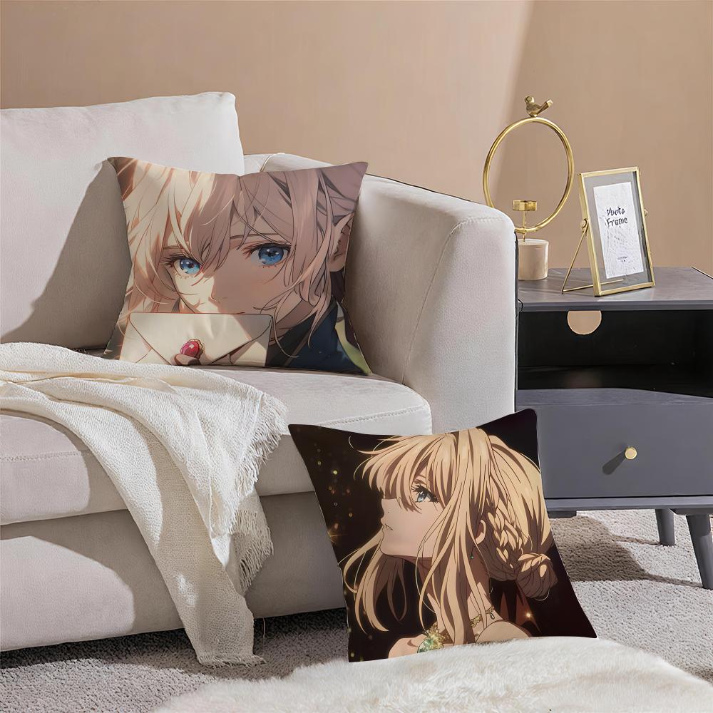 Anime poignant Violet EEvergarden Cushion Cover Pillowcase Short Plush Invisible zipper Room Sofa Cushion Cover