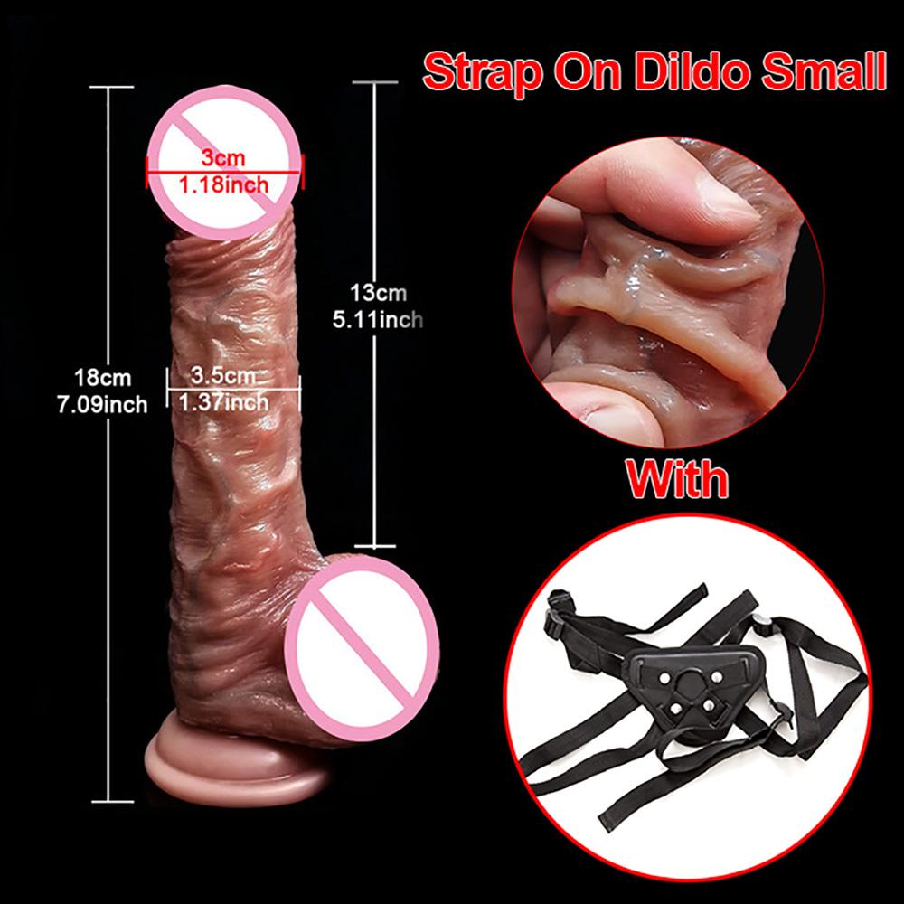 Realistischer Dildo für Frauen Echte Haut Silikon Penis Gleitende Hoden Saugnapf Schwanz 18+ Lesbische Sexspielzeuge Strap-On Dildos