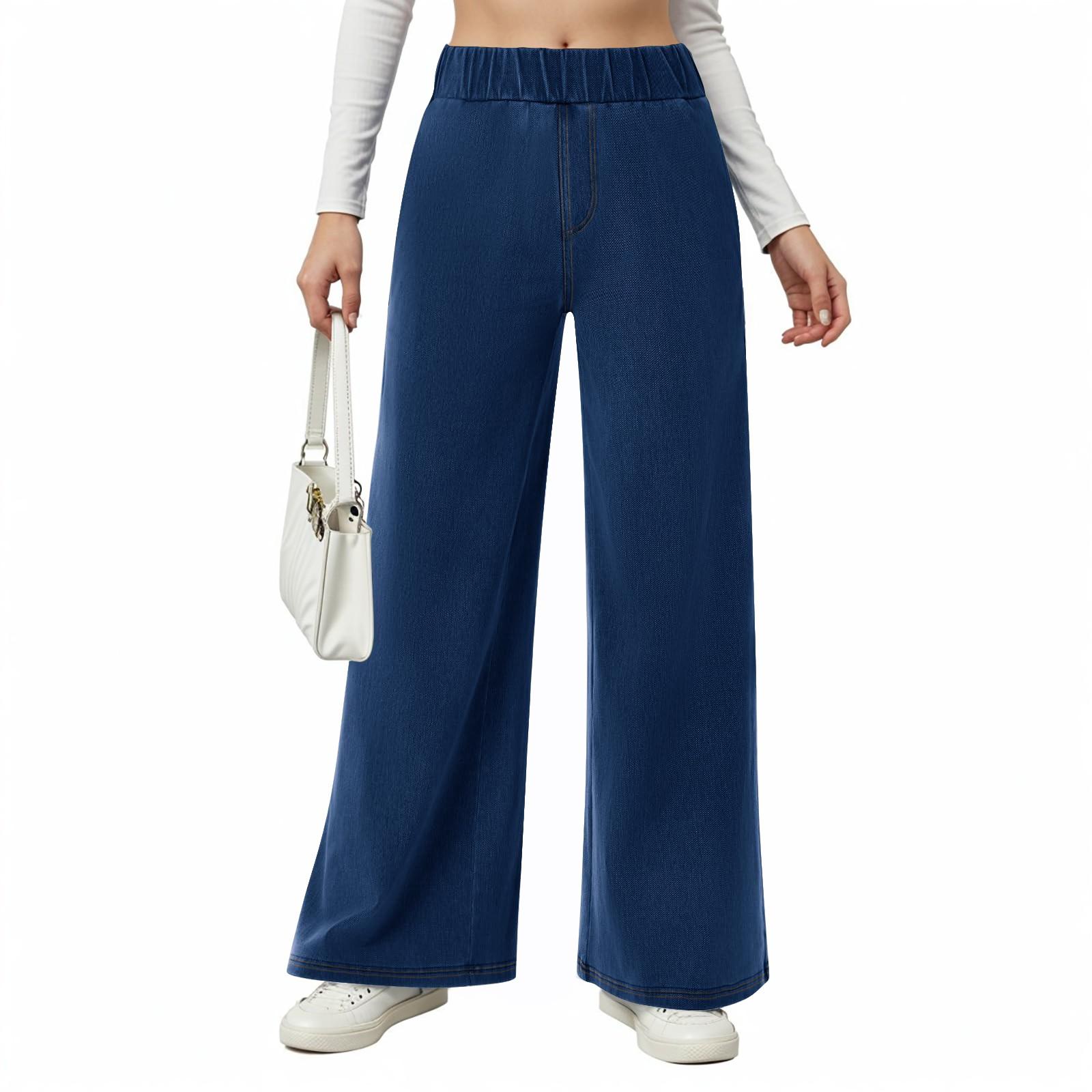 

Женские джинсы с широкими штанинами, эластичные джинсы со средней резинкой на талии, мешковатые свободные джинсовые брюки с карманами, модные повседневные XXL