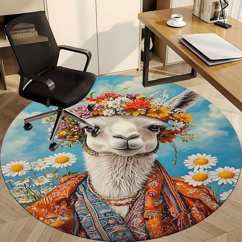 1pc Llama, Boho Chair Carpet for Office, Non Slip, Soft and Durable Office Rug