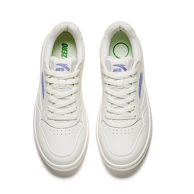 Anta Lightweight Classic Versatile Non-Slip Wear-Resistant Lightweight Increased Height Low-Top Skate Shoes Women Sneakers White Blue 922528001-3
