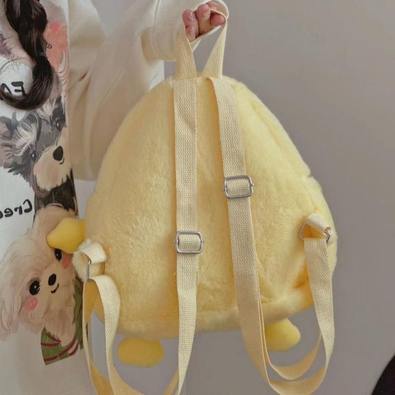 2024 Cute Plush Yellow Cartoon Duck Backpack Street Trendy Shoulder Bag Wholesale