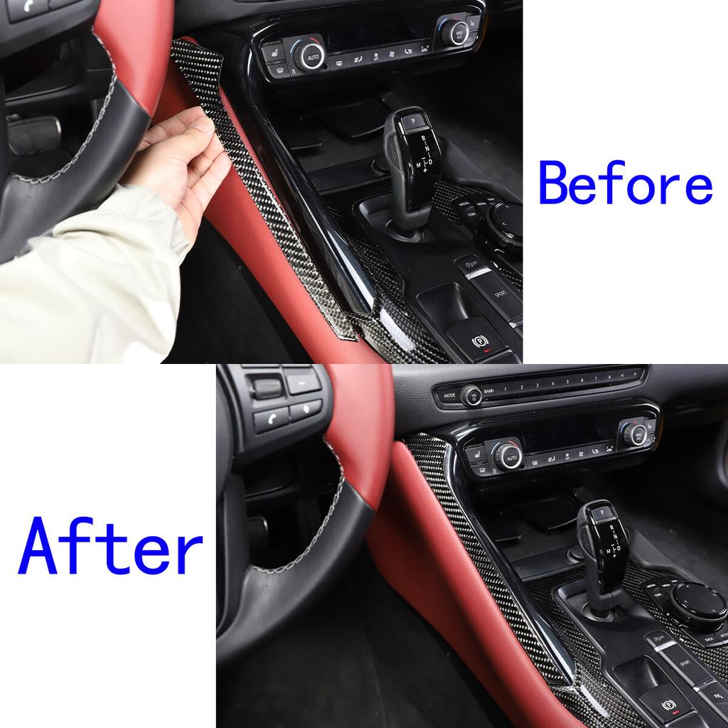 Real Carbon Fiber Interior Gear Shift Panel Side Trim For Toyota Supra A90 19-24
