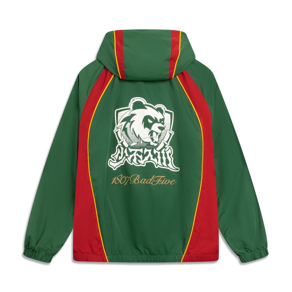 Li Ning Basketball Series Simple Comfortable Versatile Hooded Loose Color Block Sports Jacket Men Jacket Eden-Green AFDVH87-2