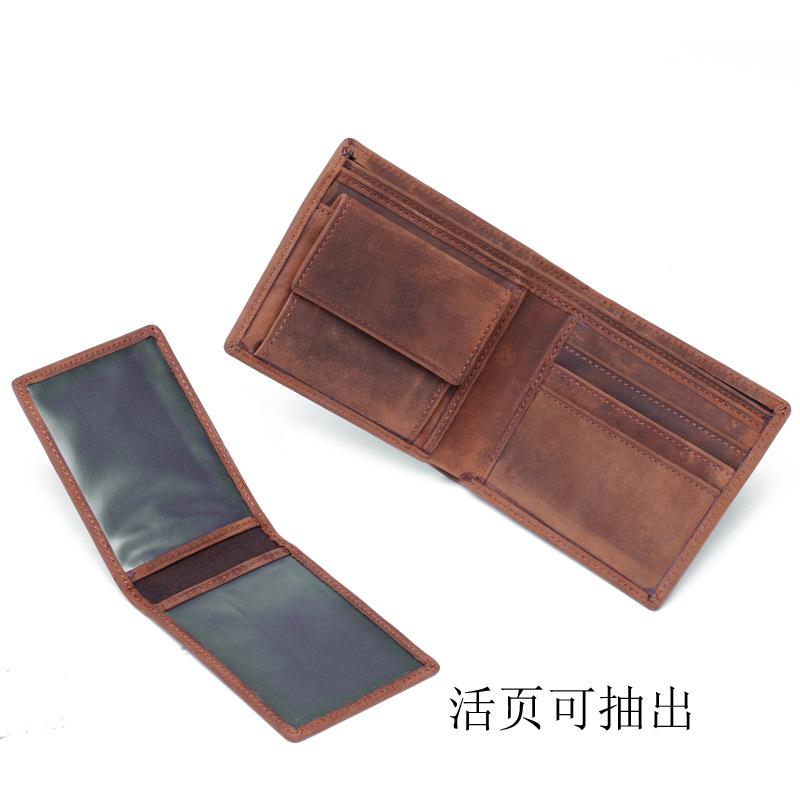 Men's Crazy Horse Leather Wallet, Genuine Leather Head Layer Leather Wallet, Card Bag
