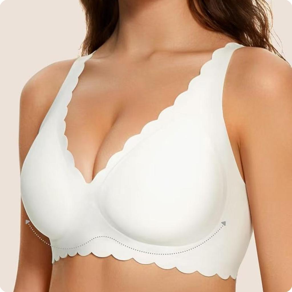 European Seamless Deep V Bra for Women Gathered Side Bust Coverage Anti-Sagging Daily Comfort Intimates