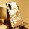 Custodia per telefono in vetro placcato con farfalla dorata adatta per Samsung Galaxy S26 S25 S24 S23 S22 S20 FE/Ultra/Plus cover posteriore anti-caduta