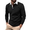 Men's Single,Breasted Lapel Long,Sleeved Casual Sports Long,Sleeved Top
