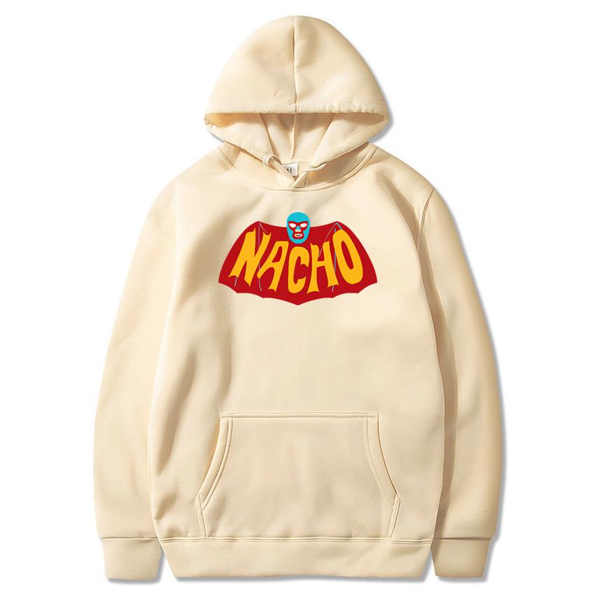 New autumn and winter Nacho printed hoodie classic style daily casual fashion pullover solid color fleece warm hoodie