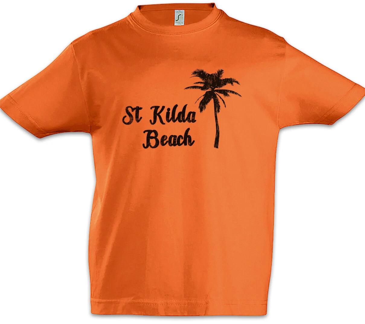 St Kilda Beach Kids Boys T-Shirt Surfer Surfing Sea Bar Tike Wave Beach- 100