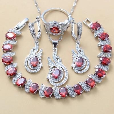 Blue Jewelry with Gem Set Pendant Earrings Necklace and Ring Lady Set