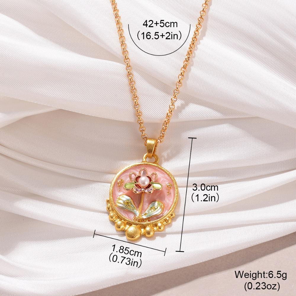 Oil Painting Chinese Style Necklace Fairy Luxury Choker Temperament Pearl Flower Necklace  Women