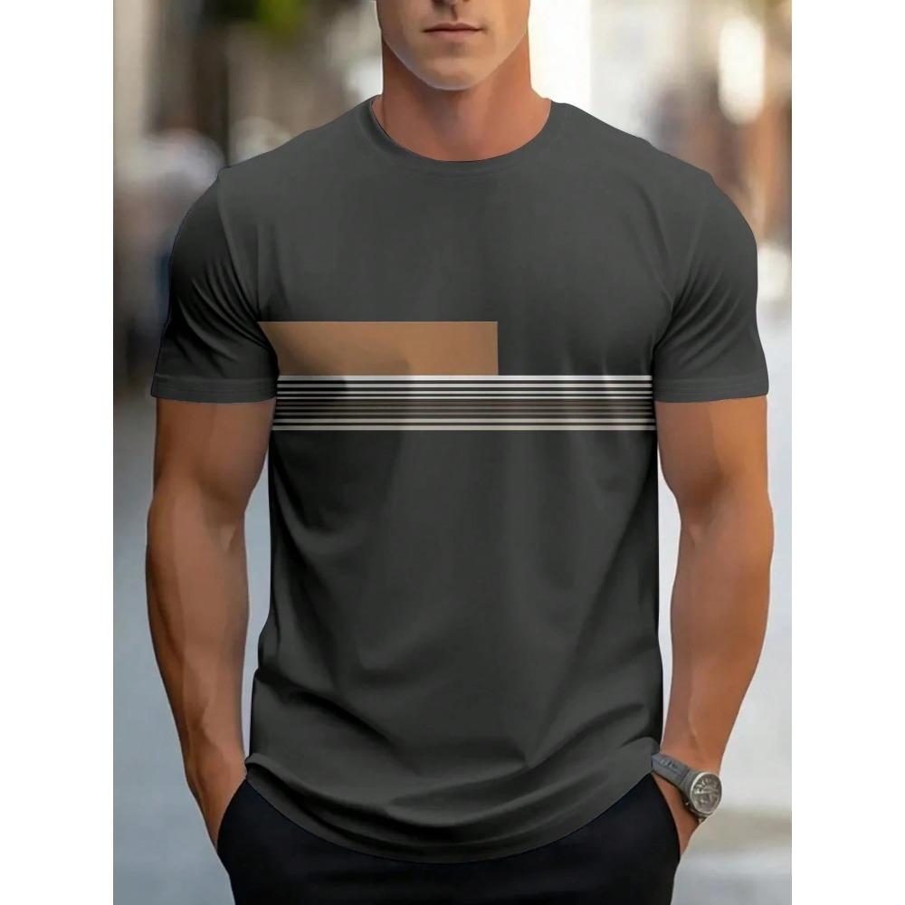 Sommer Herren Freizeit Sport locker übergroß einfach Buchstabenmuster bedruckt Rundhals Kurzarm T-Shirt Top
