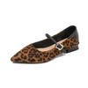 Leopard Women Mary Jane Shoes Pointed Toe Heeled Shoes Woman Sandals 2025 Summer Sexy Dress Chunky Shoes Shallow Pumps De Mujer