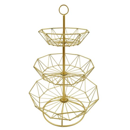 3 Layers Fruit Basket Nordic Style Exquisite Iron Sturdy Snacks Basket for Living Room