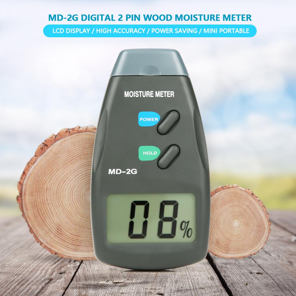 MD 2G LCD Digital 2 Pin Wood Moisture Meter Detector Timber Hygrometer Humidity Tester