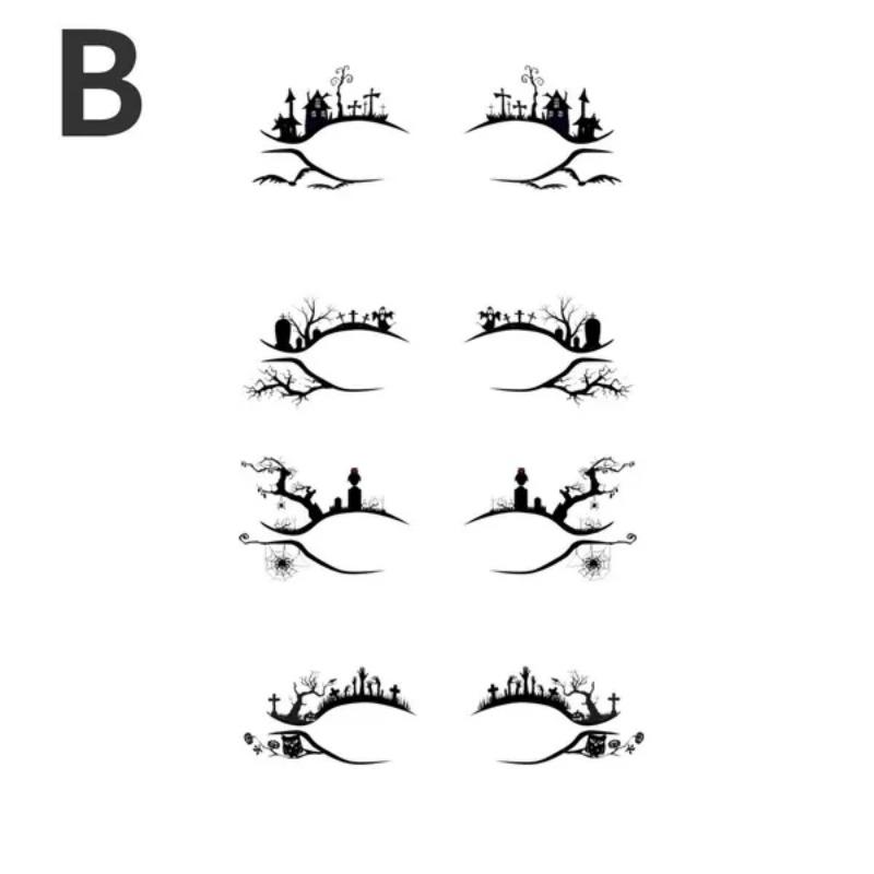 4/8pair Eye Tattoo Stickers Halloween Eyeliner Face Laces Makeup Sticker Spider Cobweb Bat Festival Makeup Pattern Decorations