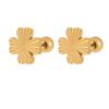Korean Style Laser-Etched Four-Leaf Clover Heart Ear Studs - Fashionable Titanium Steel Earrings for Women