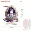 M-Easter Egg Shaped Cottage Rabbit Acrylic Ornament 2D Flat Cute Rabbit Desktop Ornament Easter Gift