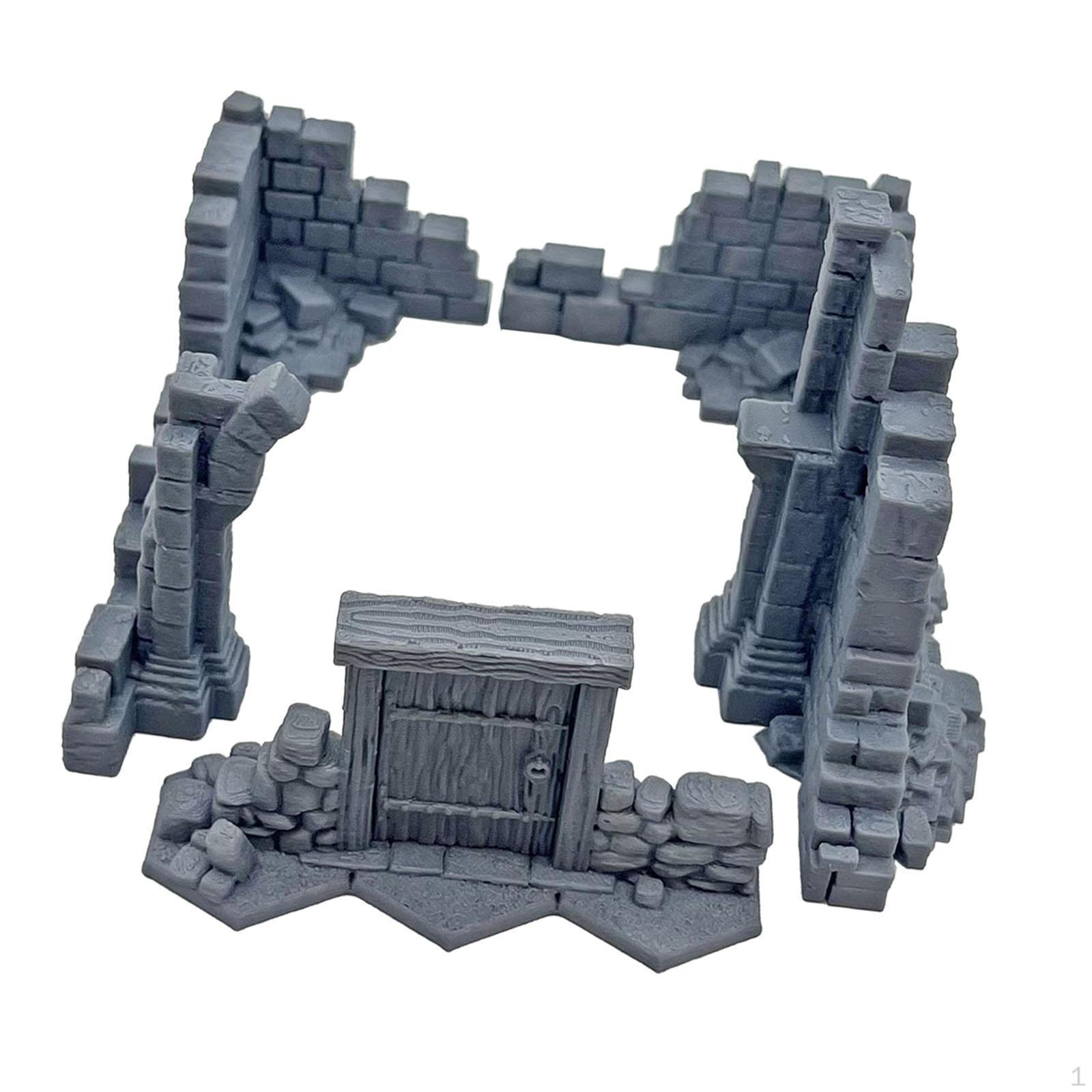 

Ruined Wall Terrain Miniature Scenery Accessories Layout Diorama Compact Building