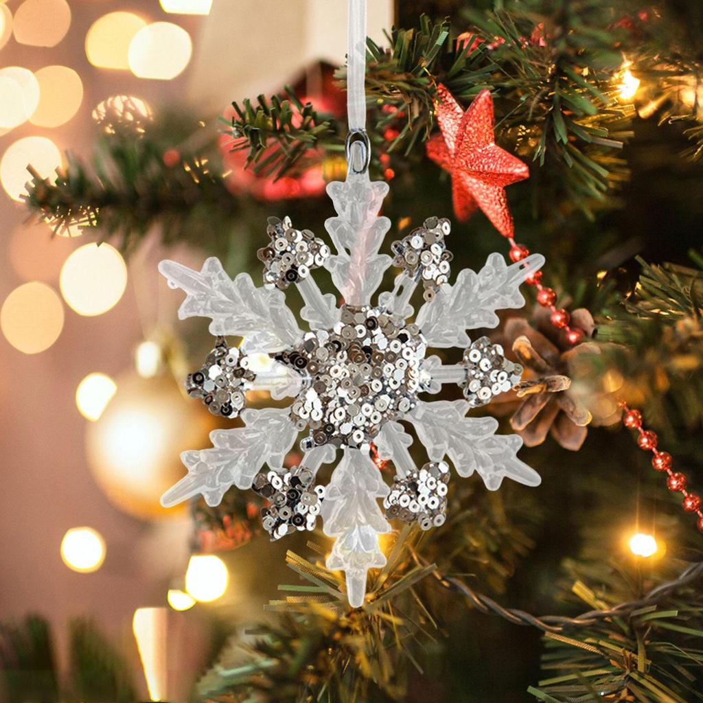 Christmas Tree Pendant Acrylic Ornament Sequin Xmas Decoration Winter Theme for Nursery