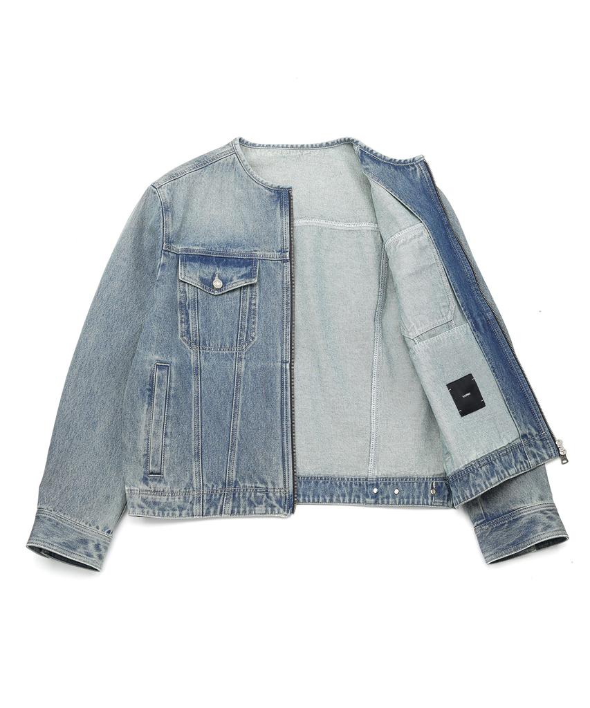 Il Corso Ghost Rider Collarless Denim Trucker Jacket Blue Ieju5E211B2