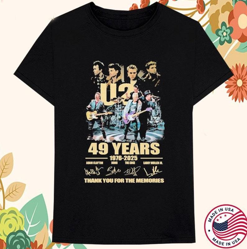 U2 Band 49 Years 19762025 Thank You For Memories T-shirt XL