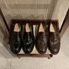 Grape Home~ Cowhide Edition Horse Leather Pattern Lazy One Pedal Versatile Retro Versatile Loafer Leather Shoes Single Shoes