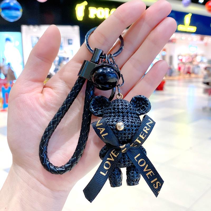 Creative Couple Resin Wool Bear Keychain Doll Cartoon Bear Bag Pendant Cute Bear Keychain Pendant Resin