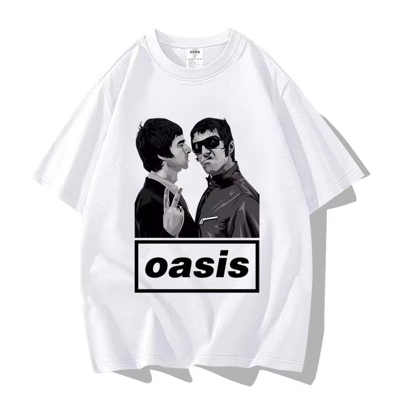 Britská pouličná Oasis Kapela Oasis Voľný Módny Všestranný Trendy Značkový Krátkorukávový Odev Polovičný Rukáv Bavlna Pár Tričko
