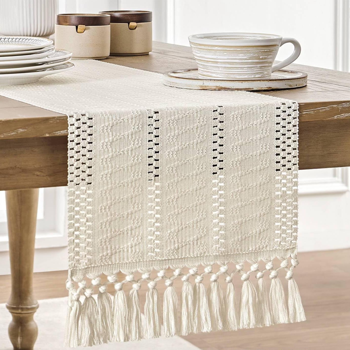 

Скатерть-дорожка HAPPY SINGU RABO Table Tracker Fabric Table Center Bridge Tracker Linen Tablewear Simple [Бахрома] [Скандинавский] [Марокканский] (Белый с оттенком, 30×160см)