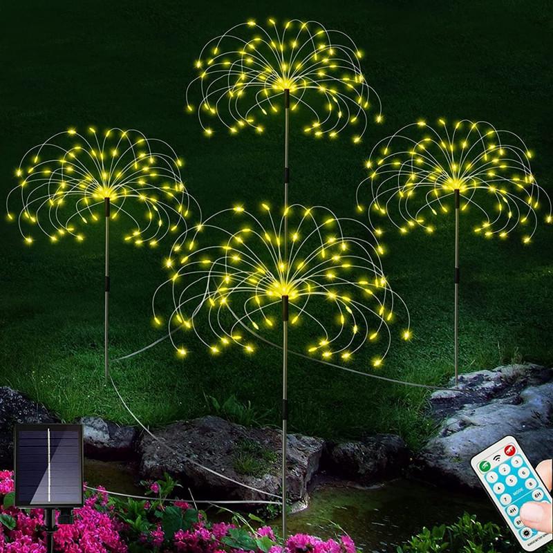 Solar Firework Dandelion Lights: Multi-Color, Eight Modes, Remote Controlled for Courtyard Landscapes