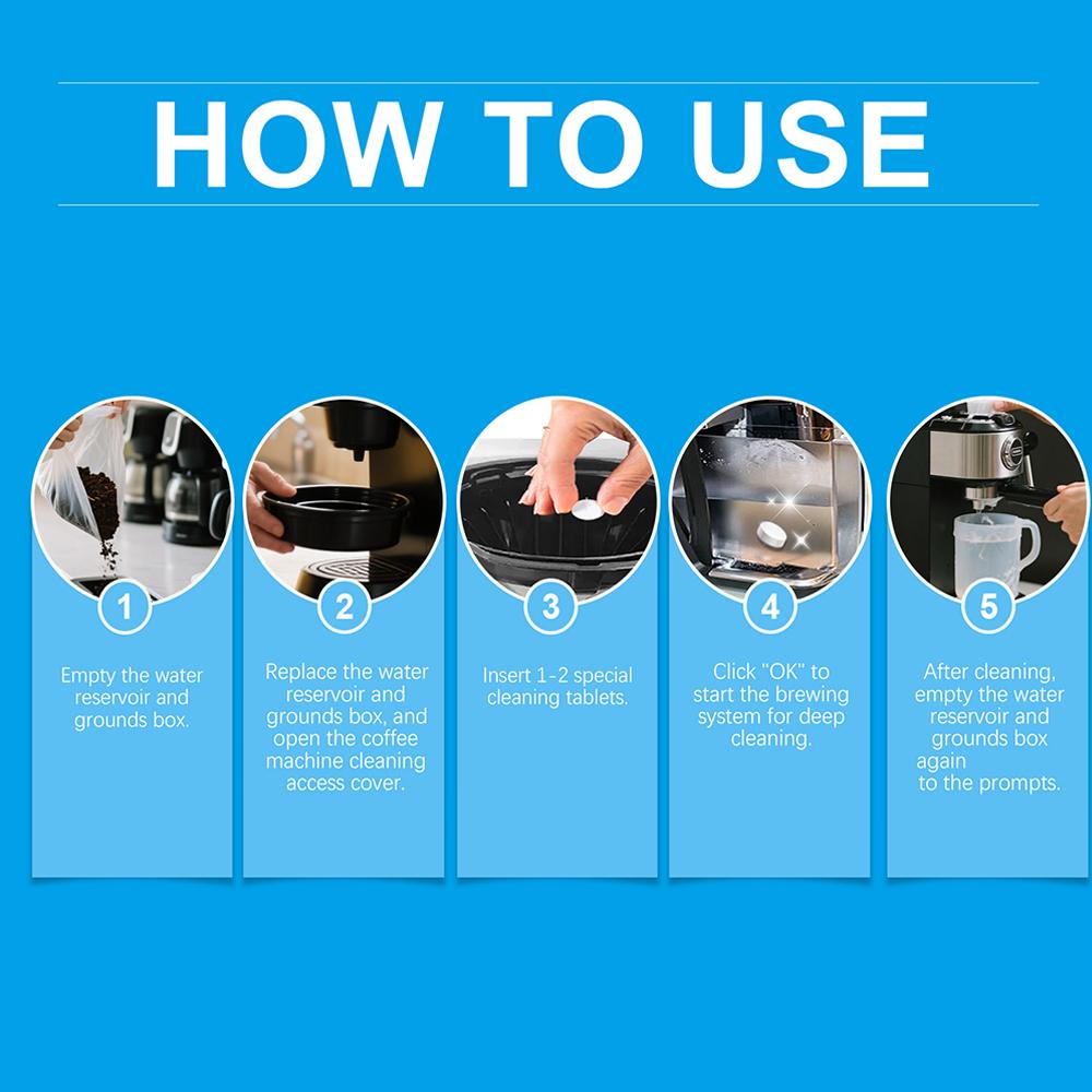 Kaffeemaschinen-Reinigungstabletten 8 Tabletten Kaffeemaschinen-Entkalker Für Haushaltsreinigung Kaffeemaschinen-Kalkreinigung