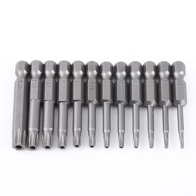 12-teiliges Schraubendreher-Bit-Set mit 1/4 Zoll Schaft und 50 mm S2 Stahl, magnetisch, Sternkopf, T5-T40
