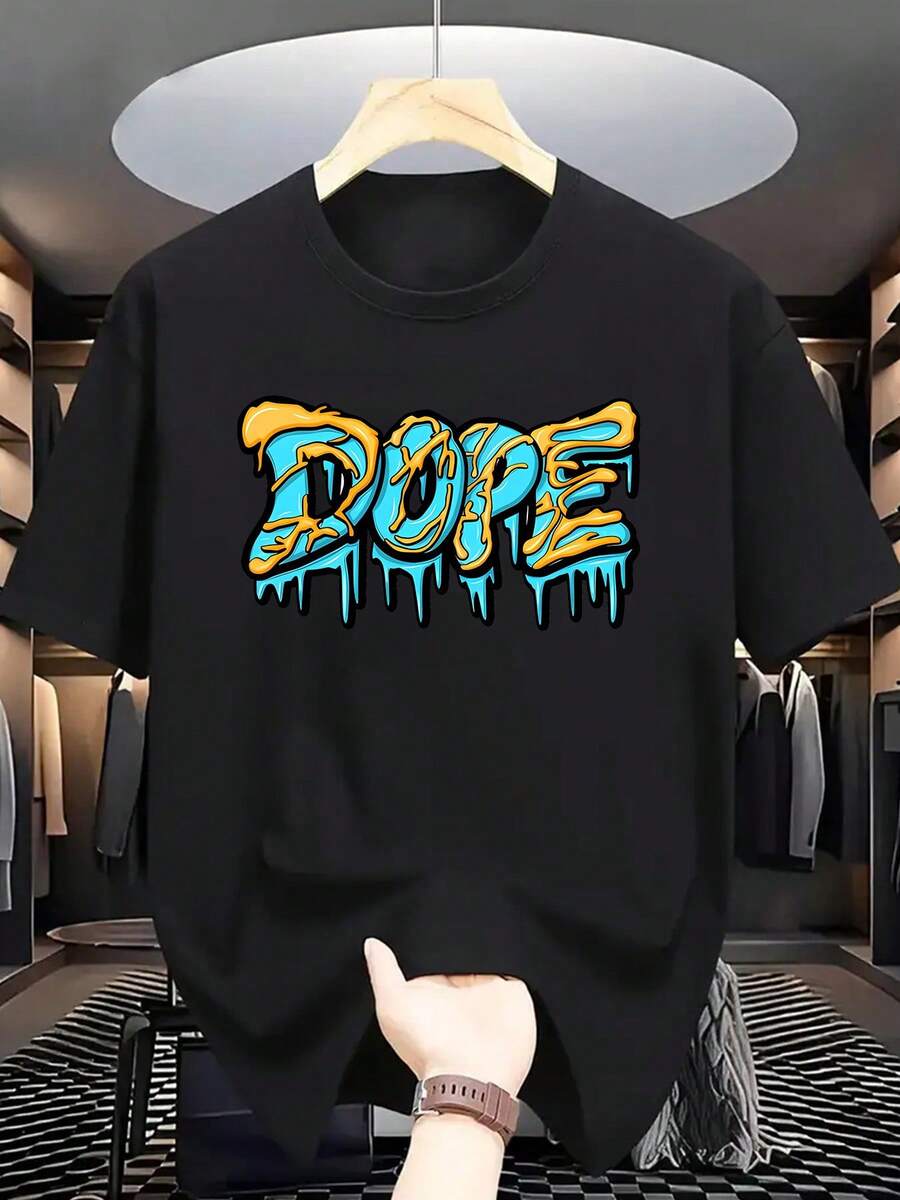 

Unisex s Casual Cotton T-Shirt With Vibrant Graffiti DOPE Print XL