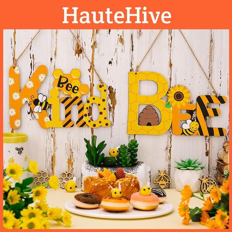 Wooden Bee Adorable Letter Sign Cheerful Yellow Bee Decor For Spring Summer Styling Home