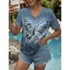 Women's T-Shirt Butterfly Graphic Fashion Short Sleeved V-Neck Regular Tops Daily Print Tee Summer Spring Casual Tops