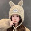 Cute Handmade Rabbit Ears Wool Hat Women's Autumn and Winter Knitted Hat Warm Ear Protector Hat Tide
