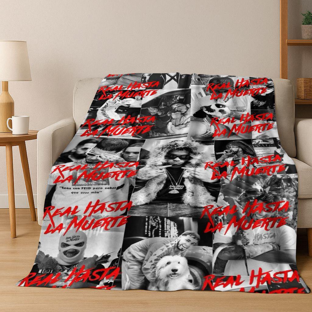 Anuel AA Hip Hop Rapper Singer Flannel Blanket,Warm and Cozy Soft Throw Blanket for Home Bedroom Bed Sofa Cover Kid Gift 75X95CM