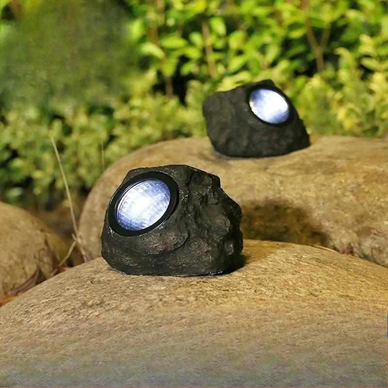 Solar Stone Lamp - Outdoor Garden and Courtyard Landscape Lamp - Lawn Lamp - Spotlight - Long Battery Life - Super Bright