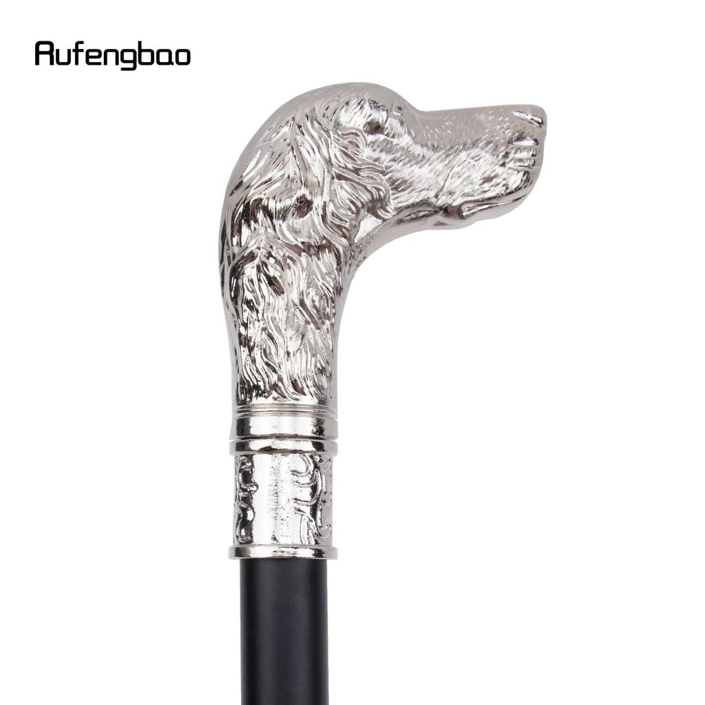 Balts, lojāls suņa galvas spieķis, modes dekoratīvs spieķis Gentleman Elegant Cosplay spieķa rokturis Crosier 93cm